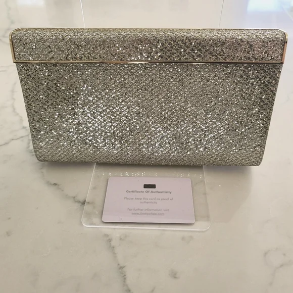 Jimmy Choo Cayla Champagne Fabric Clutch